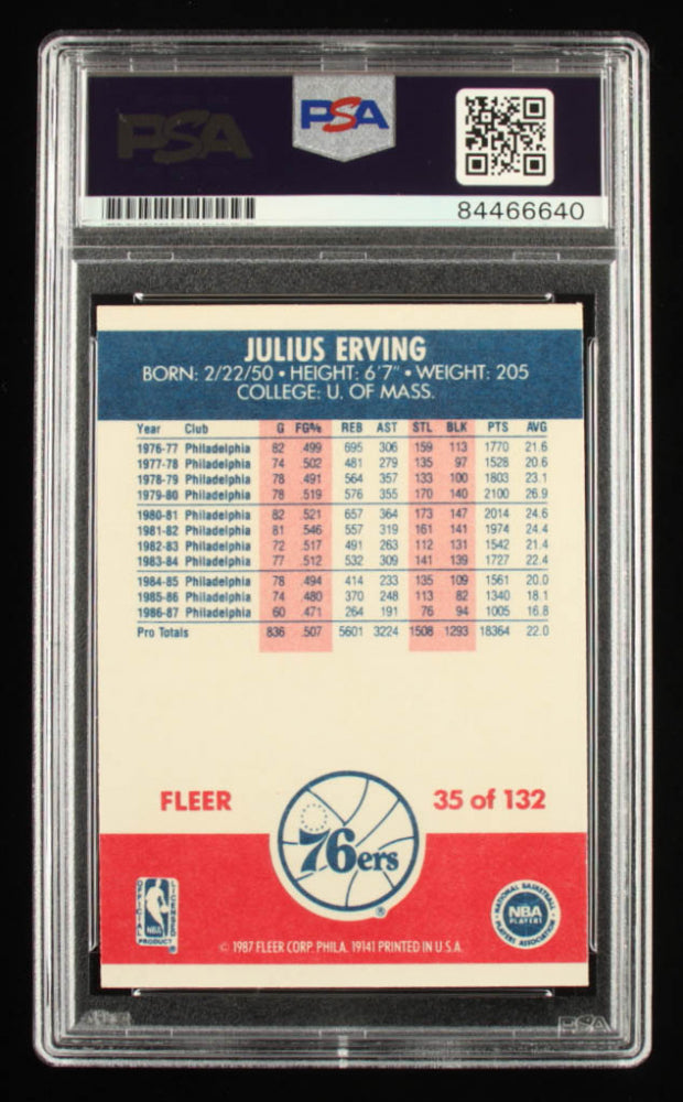 Julius "Dr. J" Erving Signed 1987-88 Fleer #35 - Autograph Graded PSA 10