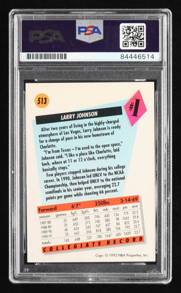 Larry Johnson Signed 1991-92 SkyBox #513 (PSA) - Rookie Card