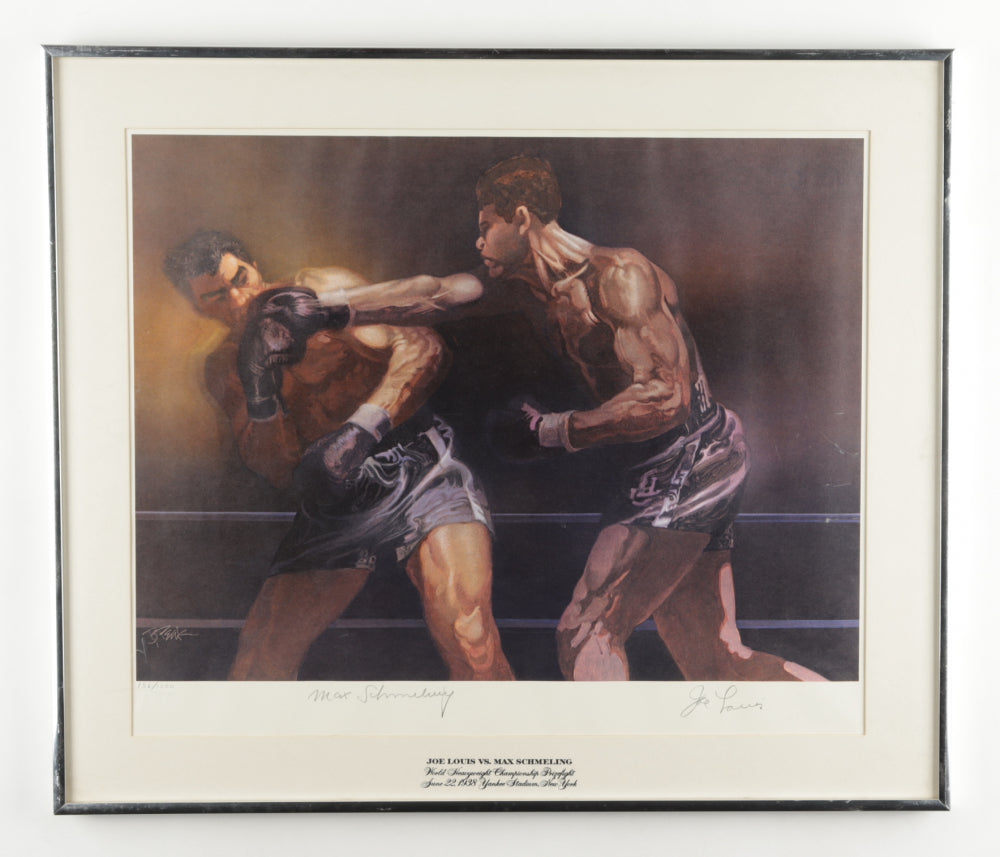 Joe Louis & Max Schmeling Signed (Beckett) 21x24.5 LE Custom Framed Lithograph - Limited Edition #156 / 1500