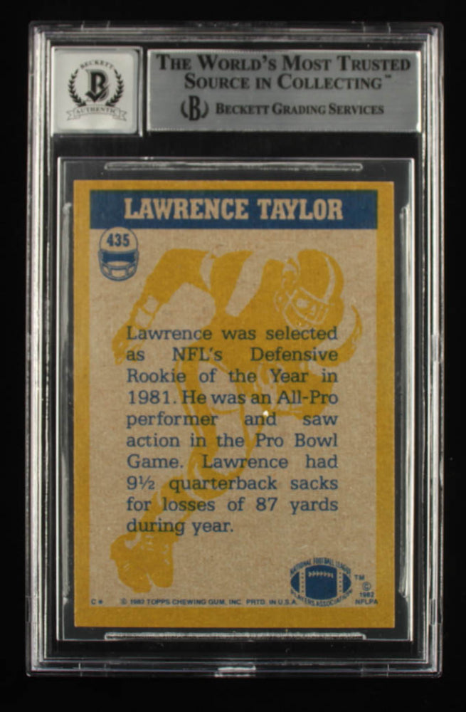 Lawrence Taylor Signed 1982 Topps #435 IA - Autograph Graded Beckett 10 - Rookie Card