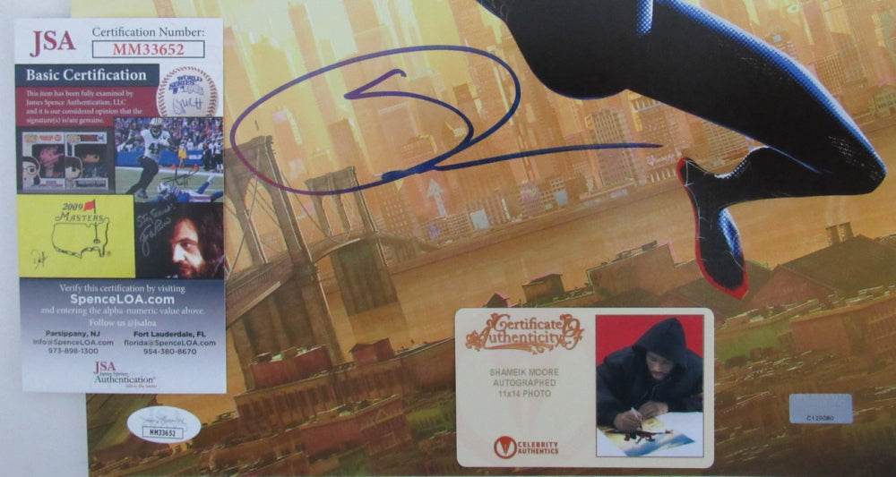 Shameik Moore Signed (JSA) "Spider-Man: Into the Spider-Verse" 11x14 Photo