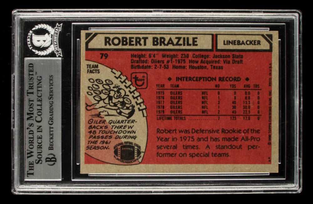 Robert Brazile Signed 1980 Topps #79 Inscribed "HOF 18" (BGS)
