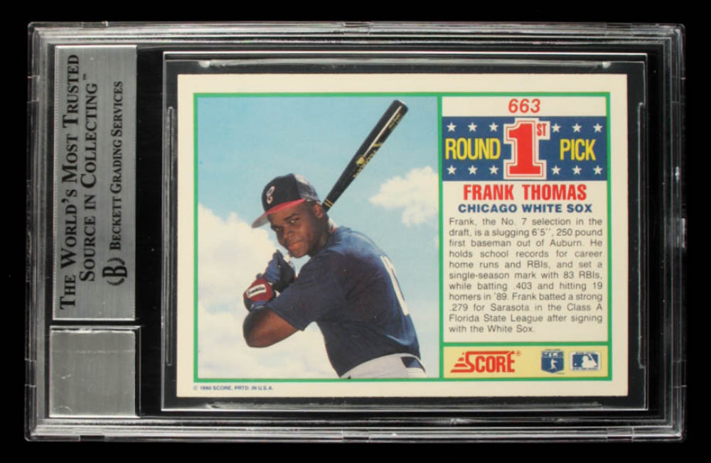 Frank Thomas Signed 1990 Score #663 - Autograph Graded Beckett (BGS) 10 - Rookie Card