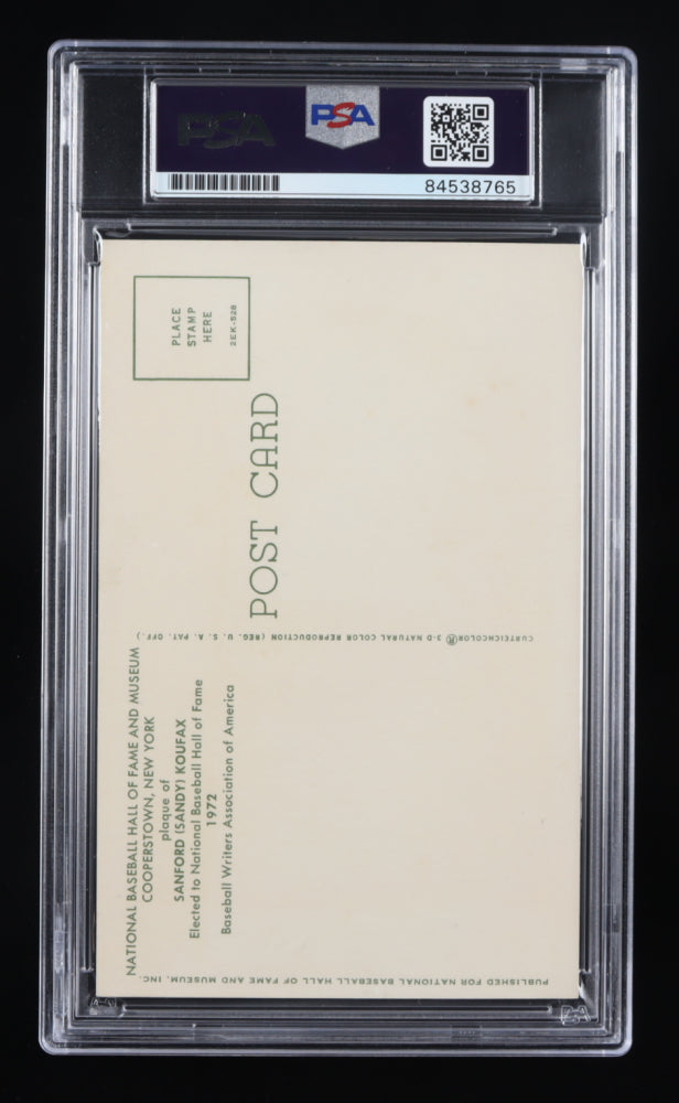 Sandy Koufax Signed Hall of Fame Plaque Postcard (PSA)