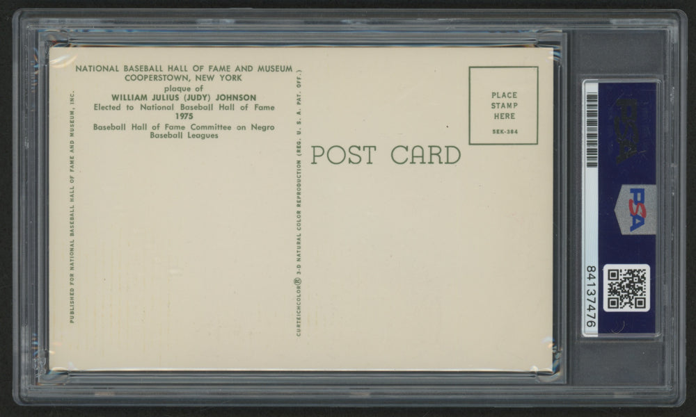 Judy Johnson Signed Hall Of Fame Gold Postcard Inscribed "Best Wishes" (PSA)