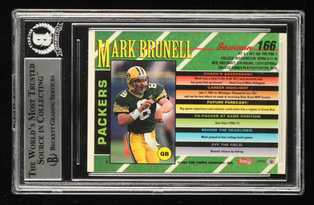 Mark Brunell Signed 1993 Bowman #166 RC (BGS) Rookie Card