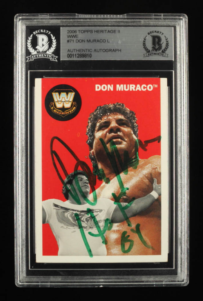 Don Muraco Signed 2006 Topps Heritage II WWE #71 L Inscribed "HOF 04" (BGS)