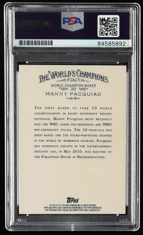Manny Pacquiao Signed 2011 Topps Allen and Ginter #262 - Autograph Graded PSA 8 - Rookie Card