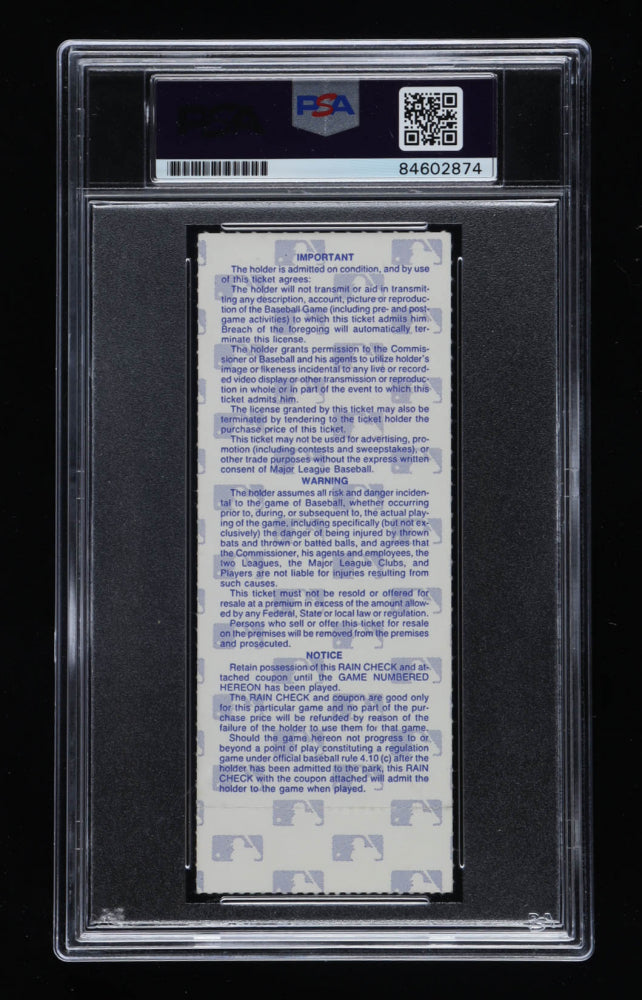 Ozzie Smith Signed 1987 World Series Game 1 Ticket - Autograph Graded (PSA) 9