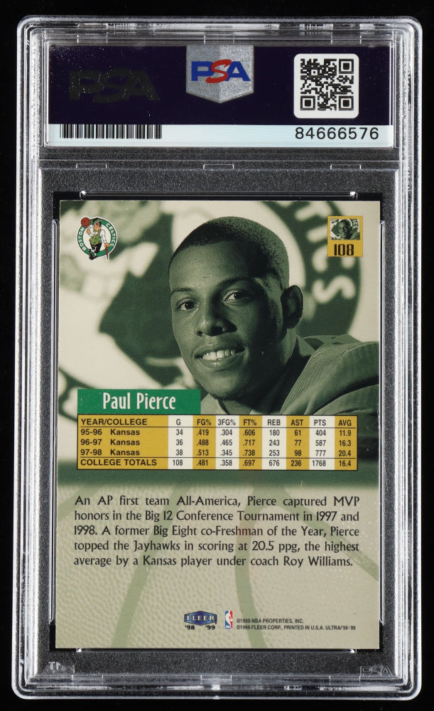 Paul Pierce Signed 1998-99 Ultra #108 RC Inscribed "HOF 21" - Autograph Graded (PSA) 10 - Rookie Card