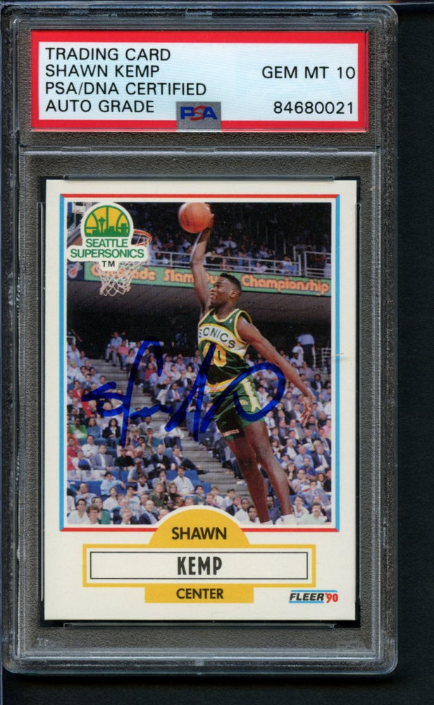 Shawn Kemp Signed 1990-91 Fleer #178 - Autograph Graded PSA 10 | Rookie Card