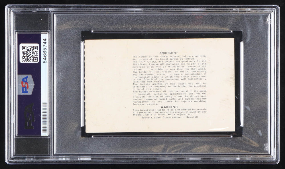 Nolan Ryan Signed 1981 All-Star Game Ticket - Autograph Graded PSA 10