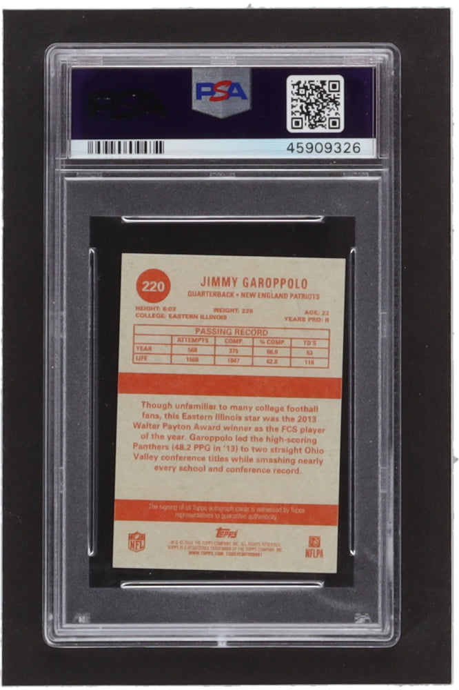 Jimmy Garoppolo Signed 2014 Topps '63 Mini Autographs #220 RC #118/150 (PSA) - Rookie Card