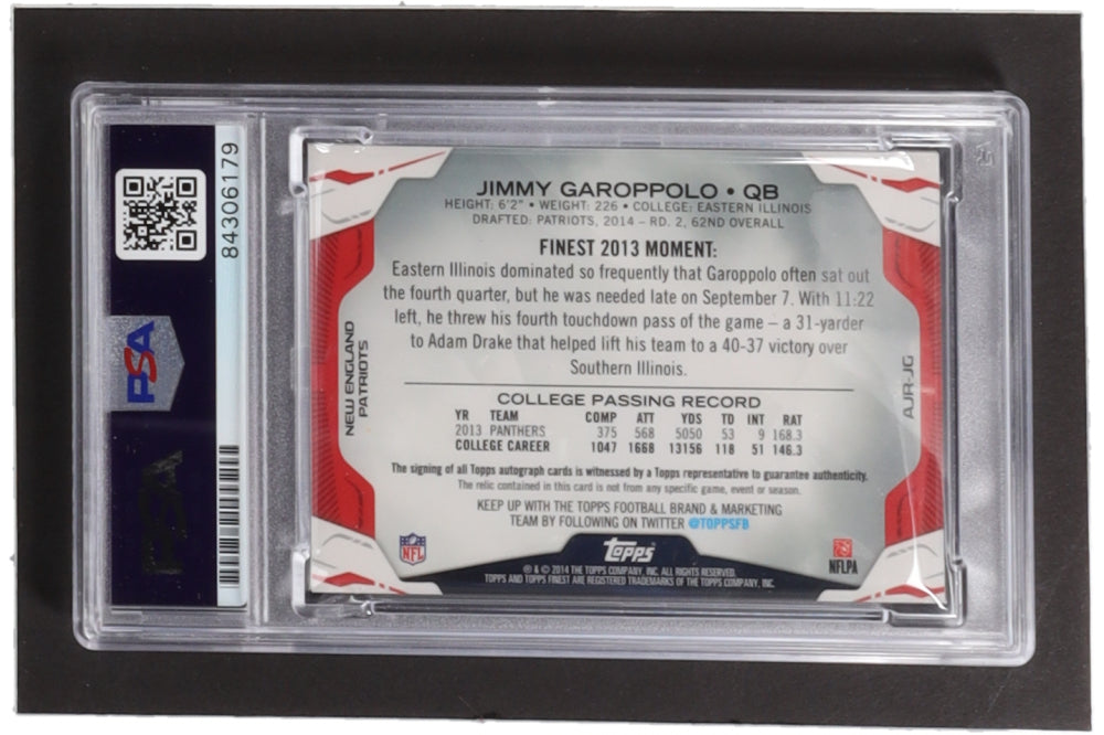 Jimmy Garoppolo Signed 2014 Finest Jumbo Jersey Autographs Refractors #AJRJG RC - Autograph Graded (PSA) 10 - Rookie Card