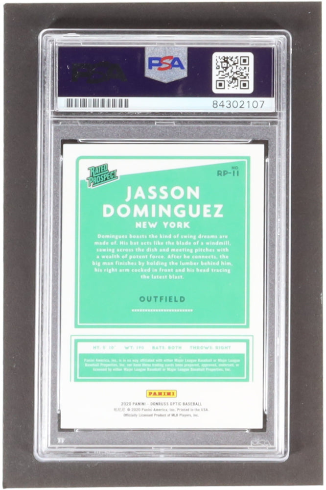 Jasson Dominguez Signed 2020 Donruss Optic Rated Prospects #RP11 RC - Autograph Graded (PSA) 10 - Rookie Card