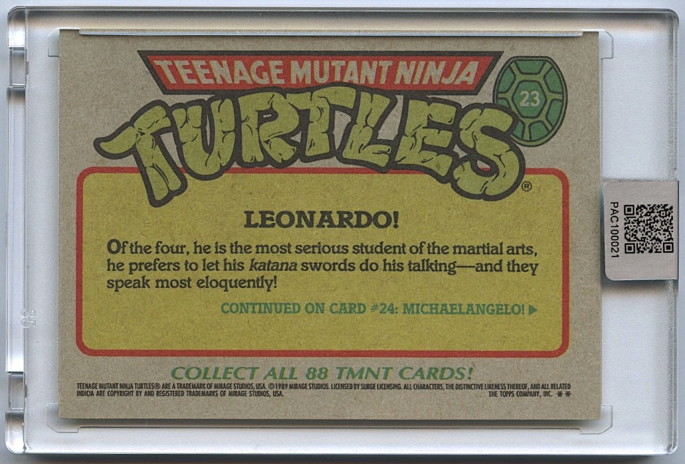 Kevin Eastman Signed 1989 Topps TMNT #23 Leonardo (PA Encapsulated) Co-Creator of Teenage Mutant Ninja Turtles