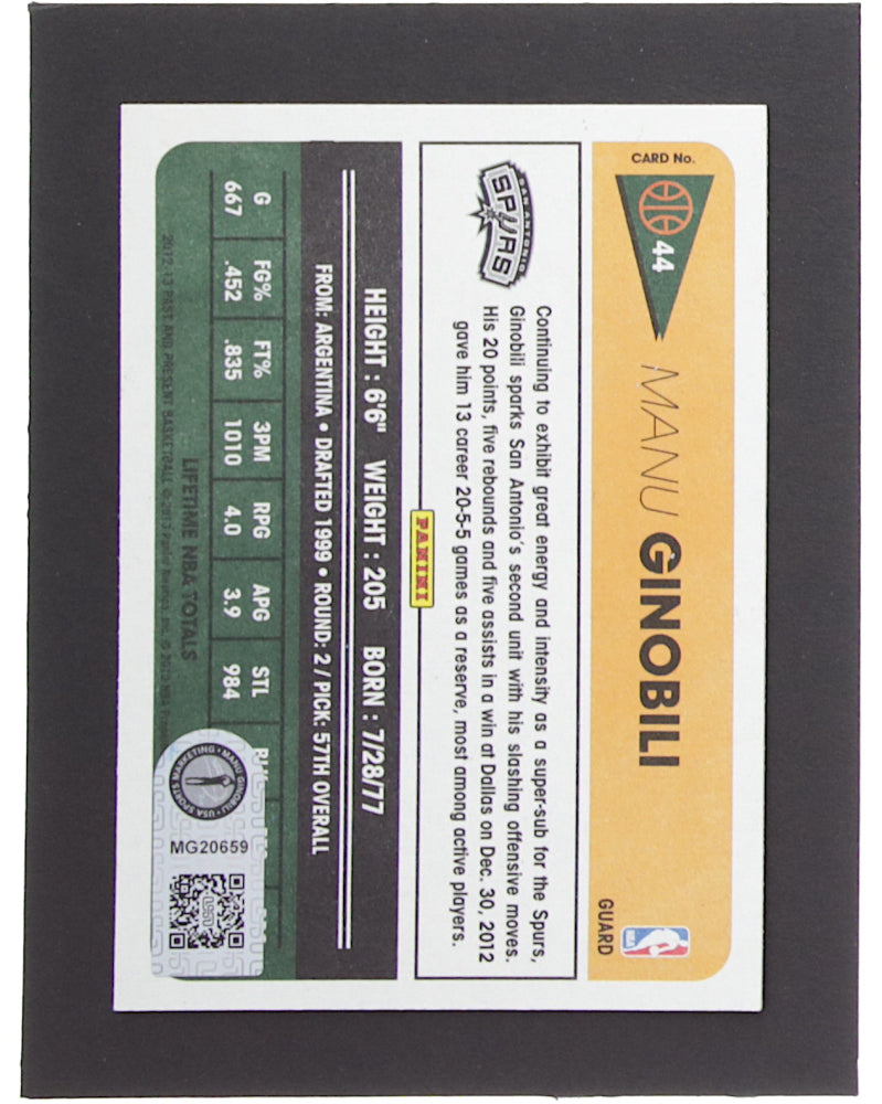 Manu Ginobili Signed 2012-13 Hoops #69 (Ginobili)