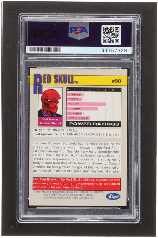 Ross Marquand Signed Red Skull 1991 Impel Marvel Universe II #90 Inscribed "Red Skull" (PSA) Red Skull