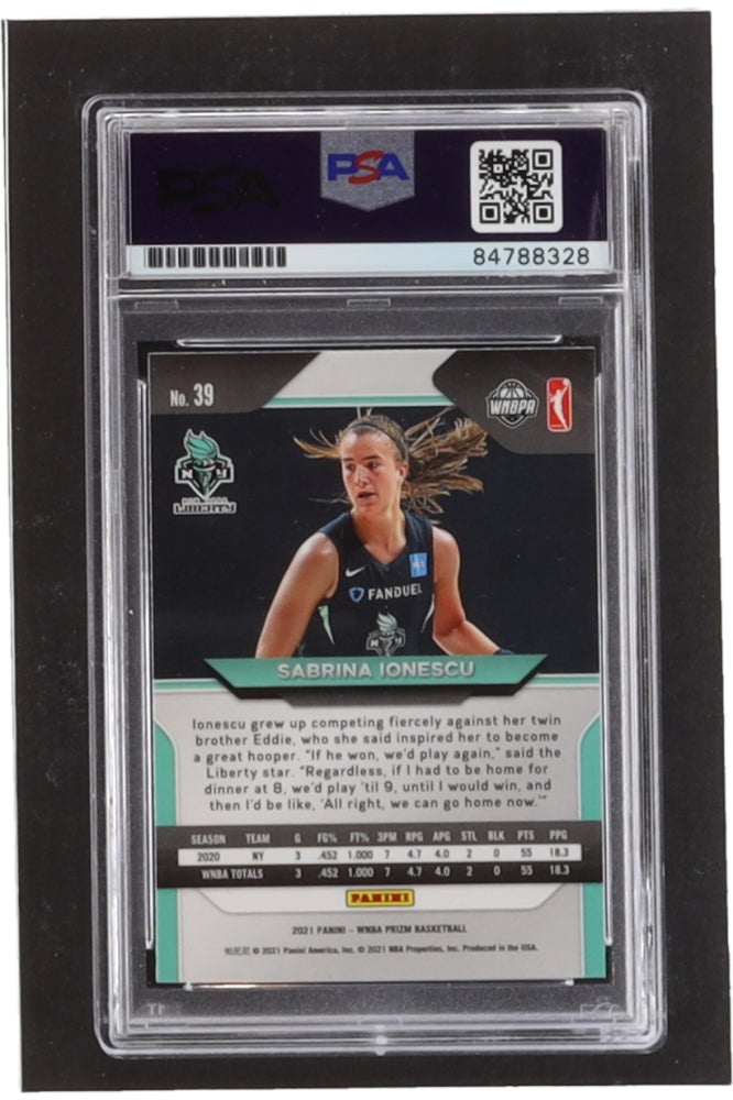 Sabrina Ionescu Signed 2021 Panini Prizm WNBA #39 (PSA)