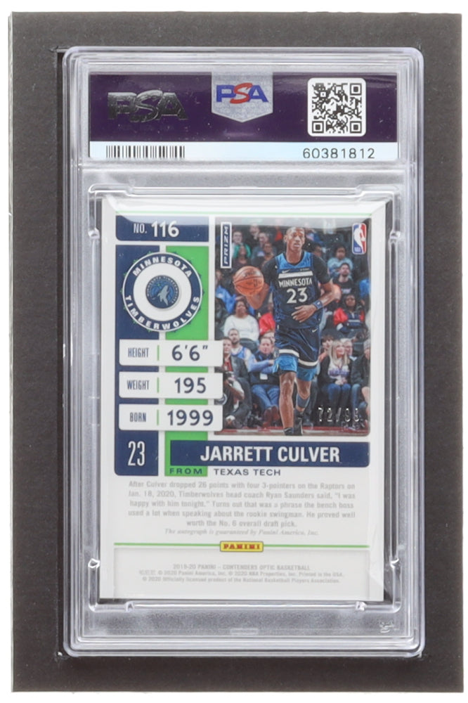 Jarrett Culver 2019-20 Panini Contenders Optic Blue #116 Autograph - (PSA)10 - Serially Numbered #72 / 99 - Rookie Card