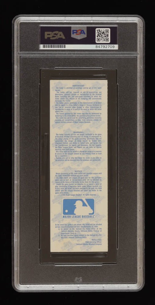 Rickey Henderson Signed 1989 World Series Game 2 Ticket - Autograph Graded PSA 10
