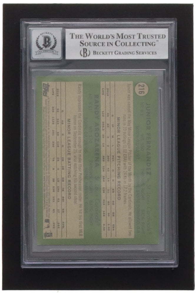 Randy Arozarena / Junior Fernandez 2020 Topps Heritage #216 RC (BGS) Autograph Graded (BGS) 10 | Rookie Card