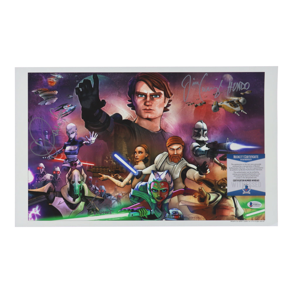Daniel Logan, Jim Cummings & Matthew Wood Signed (Beckett) "Star Wars: The Clone Wars" 11x18 Photo Inscribed "Boba Fett", "Grievous" & "HONDO" - Beckett Witnessed