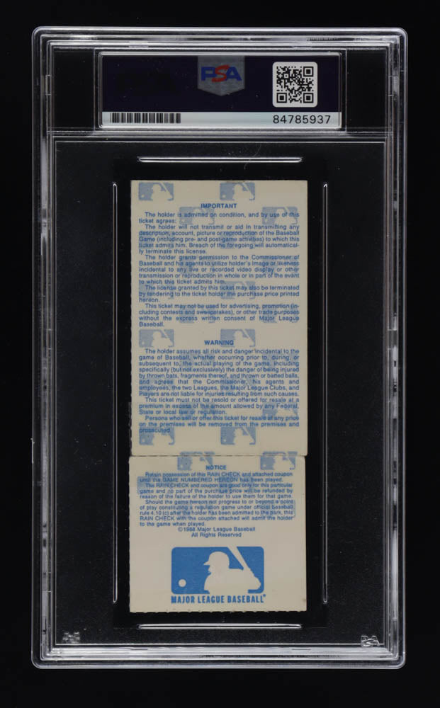 Mark McGwire Signed 1988 Game 5 World Series Ticket (PSA) Autograph Graded PSA 9