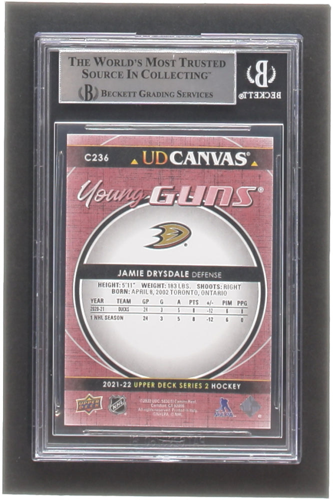 Jamie Drysdale Signed 2021-22 Upper Deck Canvas #C236 Young Guns (BGS) - Rookie Card