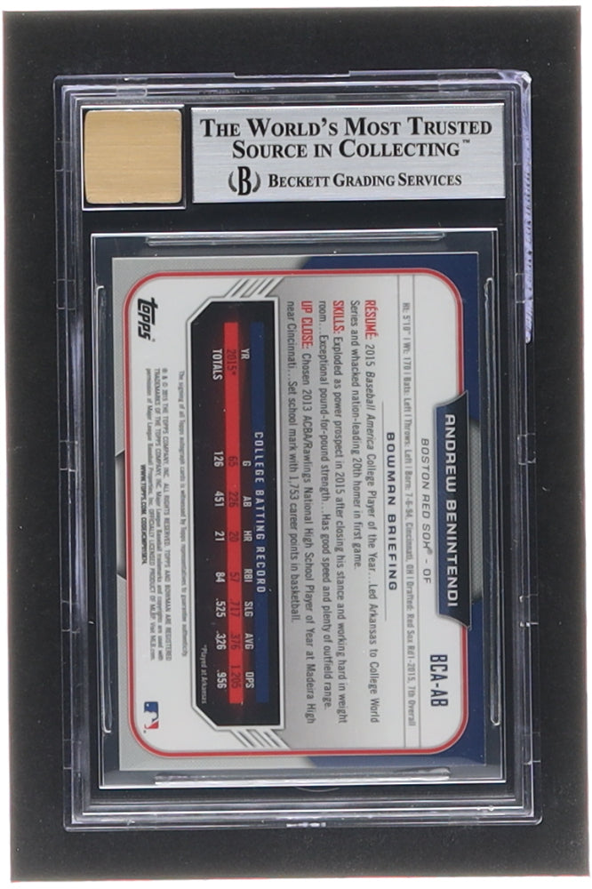 Andrew Benintendi 2015 Bowman Chrome Draft Draft Pick Autographs #BCAAB (BGS 9) - Autograph Graded Beckett (BGS) 10 - Rookie Card