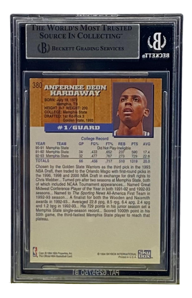 Anfernee "Penny" Hardaway Signed 1993-94 Hoops #380 RC (BGS) - Rookie Card