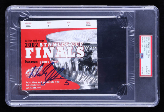 Nicklas Lidstrom Signed 2002 Stanley Cup Finals Home Game 2 Ticket Stub (PSA) - Autograph Graded PSA Authentic