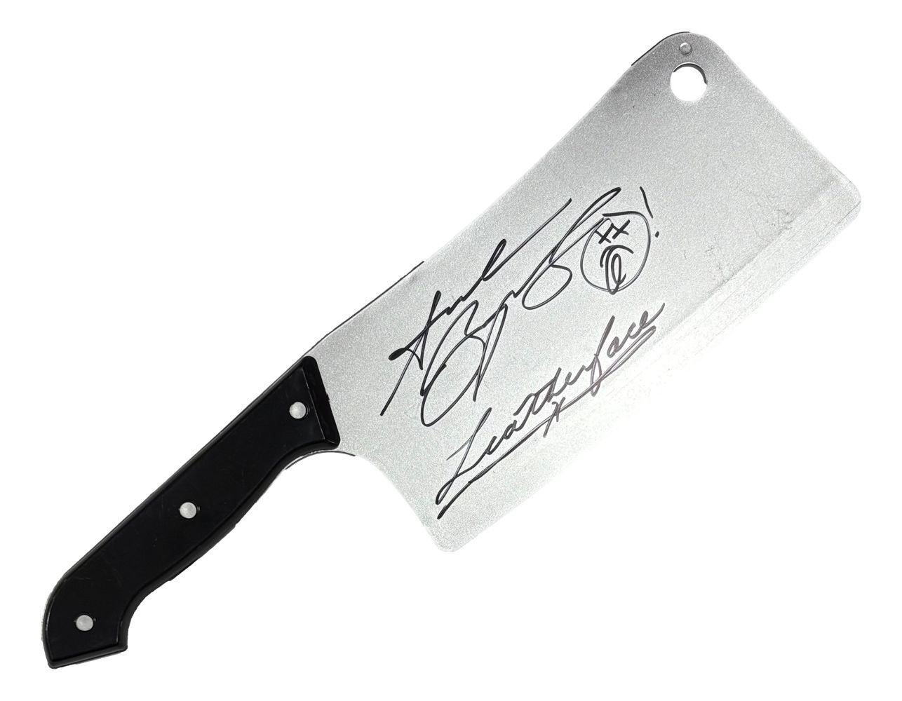 Andrew Bryniarski Signed (JSA) "The Texas Chainsaw Massacre" Toy Butcher Knife Inscribed "Leatherface"
