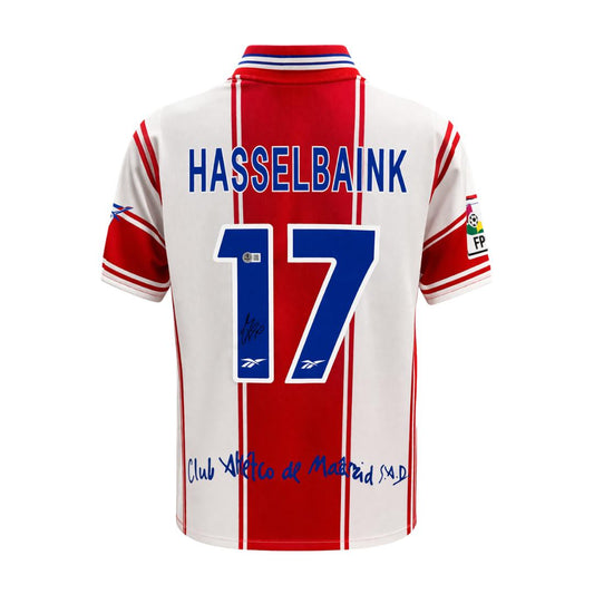 Jimmy Floyd Hasselbaink Signed (Beckett) Atletico Madrid Reebok Authentic Jersey