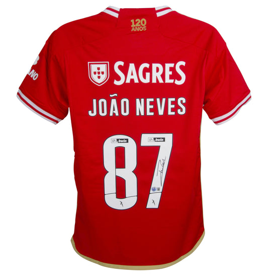 Joao Neves Signed S.L Benfica Adidas Authentic Jersey (Beckett)