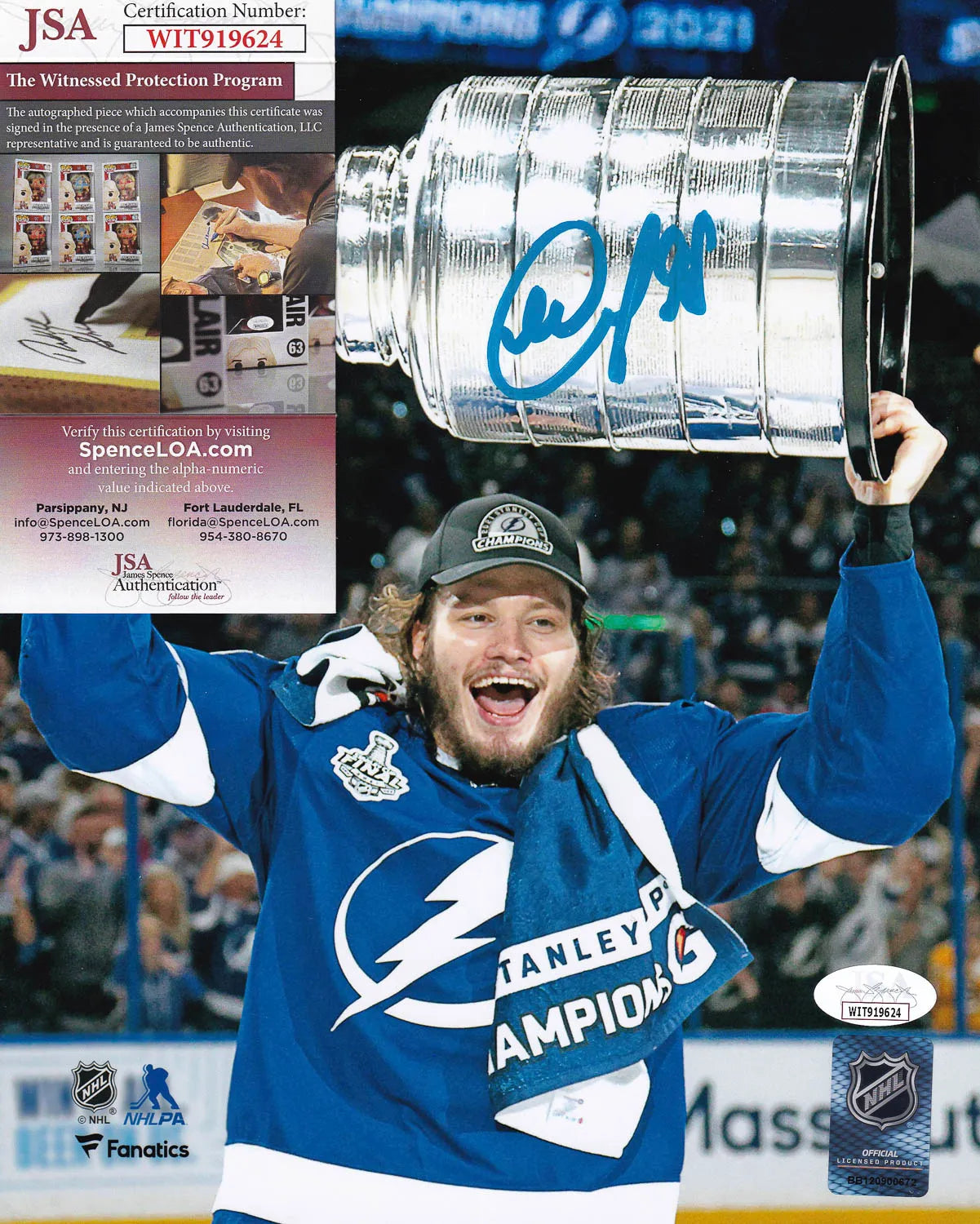 Mikhail Sergachev Signed (JSA) Tampa Bay Lightning Stanley Cup Final 8×10 Photo - JSA Witness COA