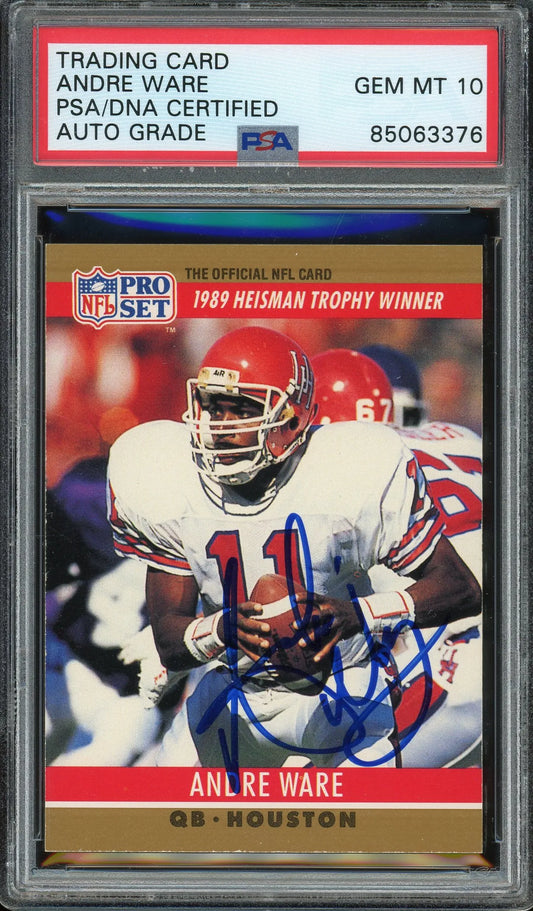 Andre Ware Signed 1990 Pro Set Heisman Winner #19 RC – Auto Graded 10 (PSA) - Rookie Card