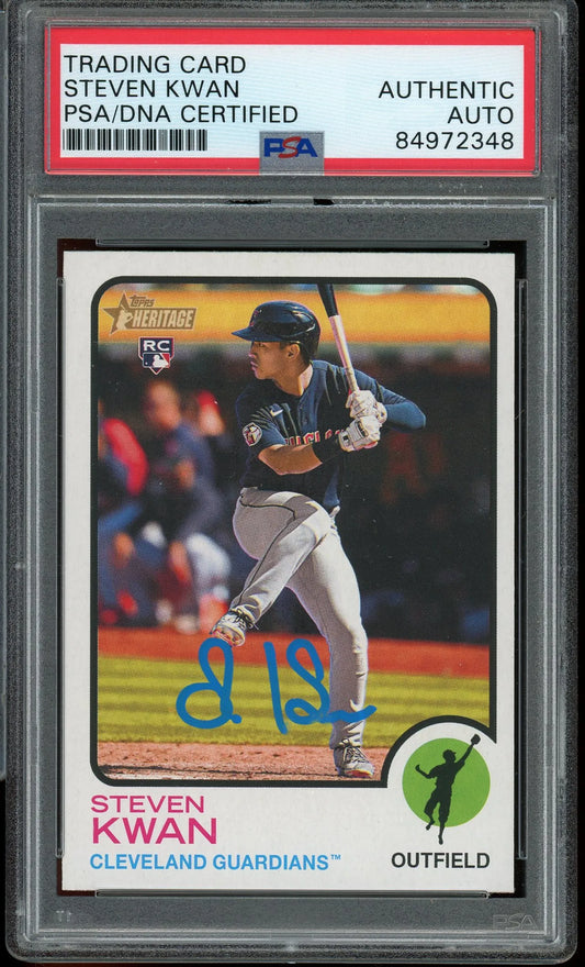 Steven Kwan Signed 2022 Topps Heritage Rookie Baseball Card #562 (PSA/DNA Encapsulated)  -  Card