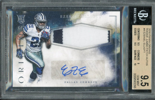 Ezekiel Elliott 2016 Panini Origins RPA Rookie Jumbo Patch #4 RC – Graded Gem Mint 9.5 - Auto 10 (BGS) - Rookie Card