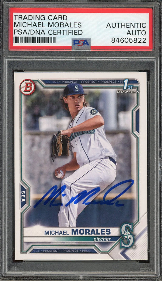 Michael Morales Signed 2021 Bowman Draft 1st Bowman Card #160 RC (PSA/DNA) - Rookie Card