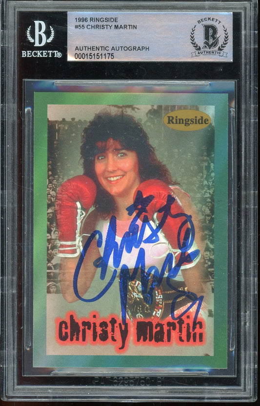 Christy Martin Signed 1996 Ringside #55 RC (BAS Encapsulated) - Rookie Card