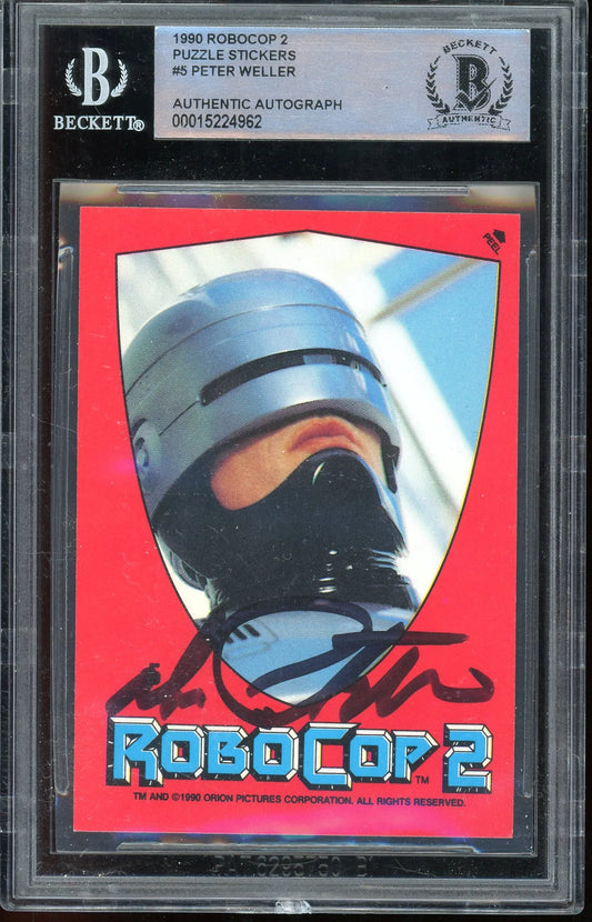 Peter Weller Signed 1990 Robocop 2 Puzzle Stickers Collectible Card (BAS Encapsulated)