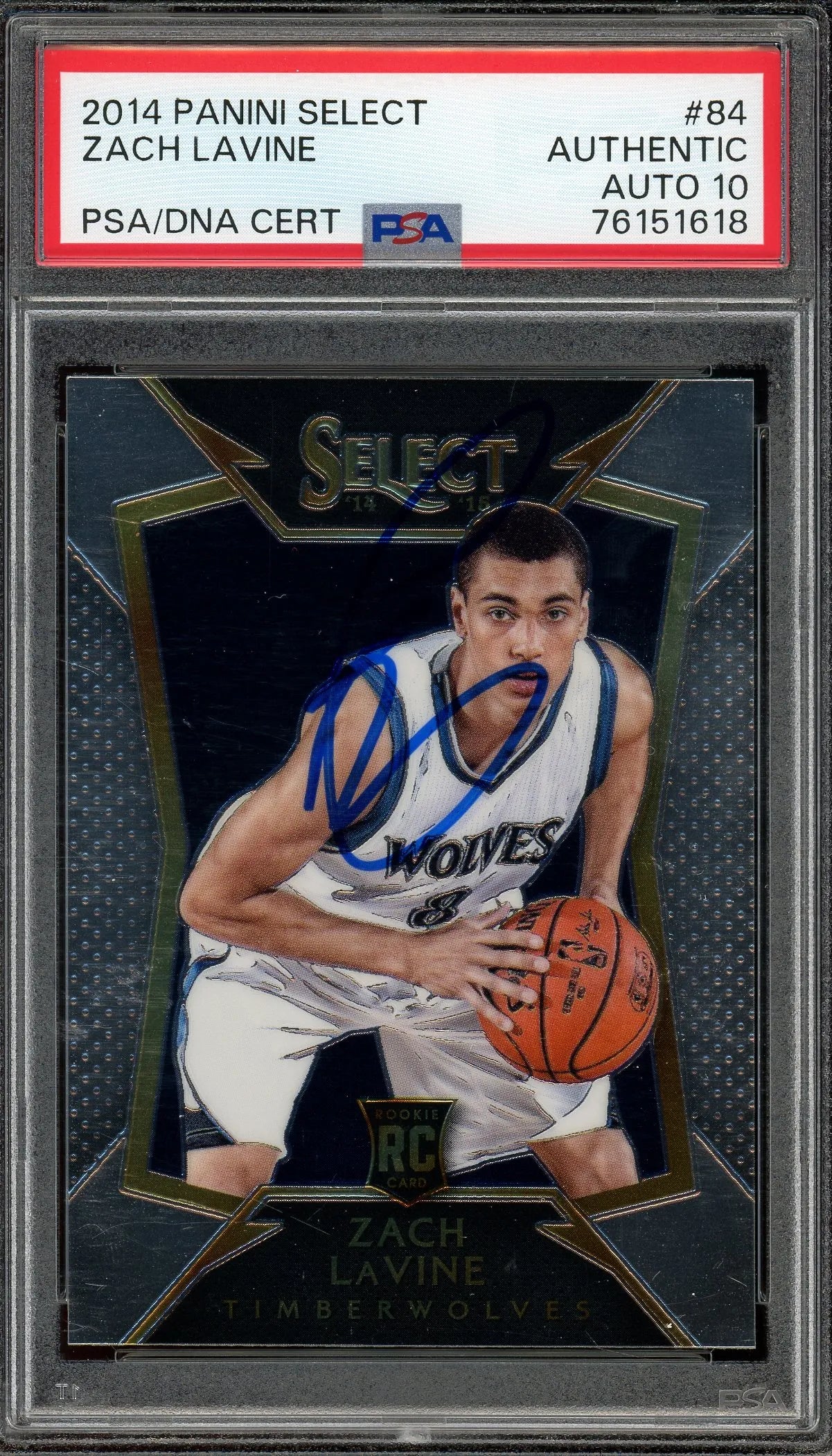 Zach Lavine Signed 2014 Panini Select #84 RC – Auto Gem Mint 10 (PSA) - Rookie Card