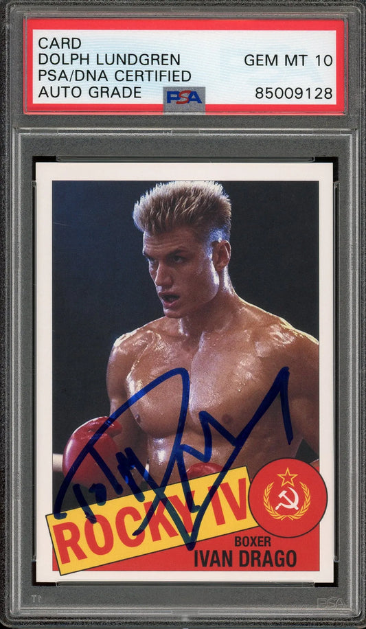 Dolph Lundgren Signed Custom Boxing Card – Auto Graded Gem Mint 10 (PSA/DNA Encapsulated) - Ivan Drago