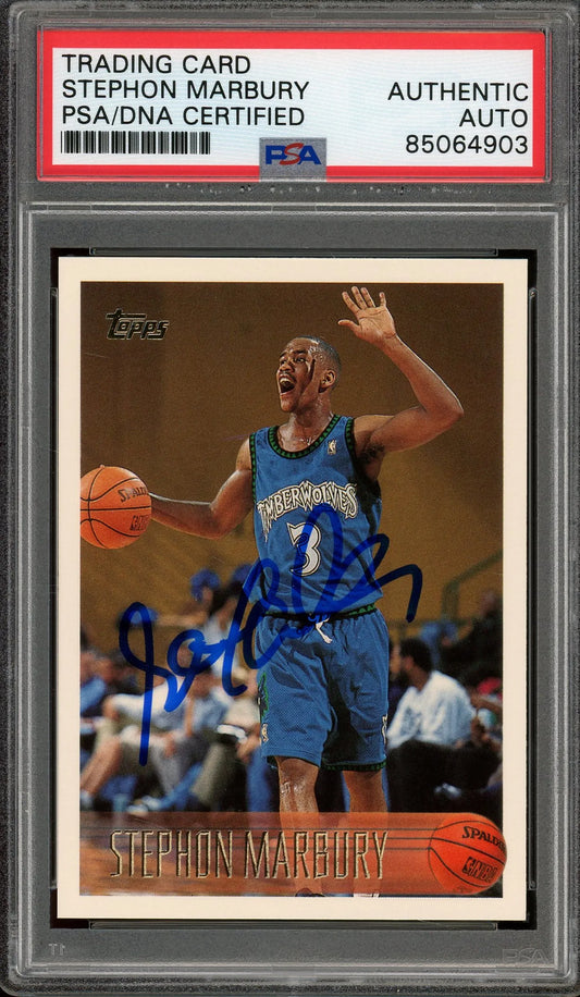 Stephon Marbury Signed 1996 Topps #177 RC (PSA) - Rookie Card