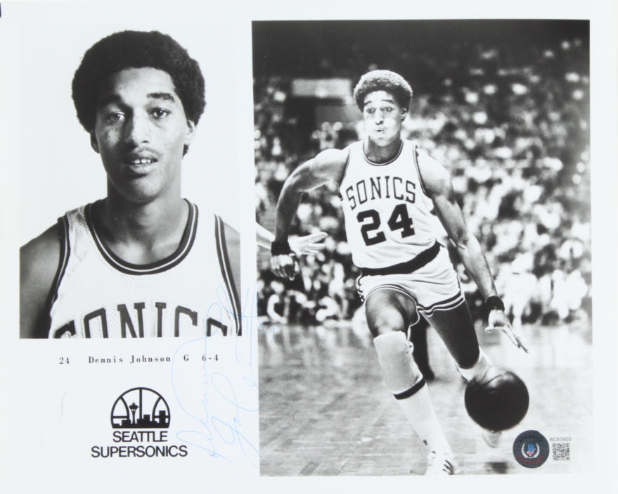 Dennis Johnson Signed Supersonics 8x10 Photo (Beckett)