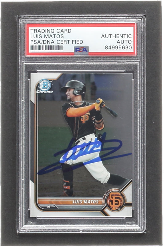 Luis Matos Signed 2022 Bowman Chrome Prospects #BCP55 (PSA) Rookie Card