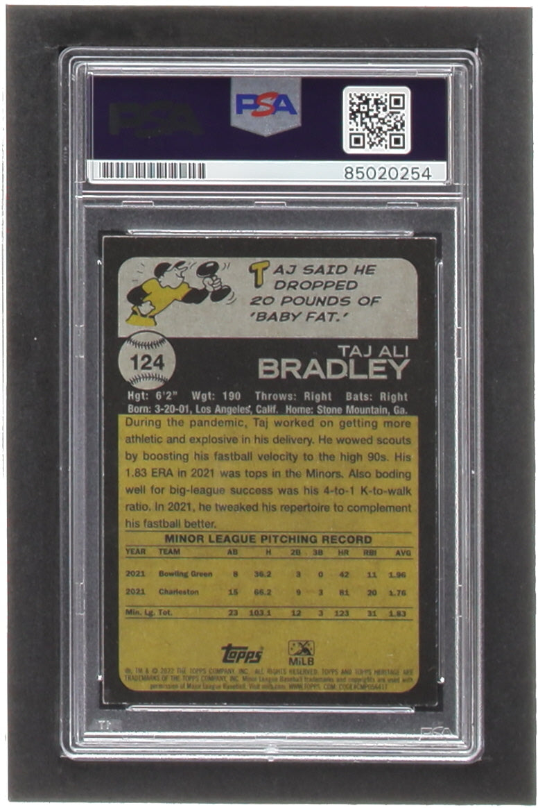 Taj Bradley Signed 2022 Topps Heritage Minors #124 RC (PSA) Rookie Card