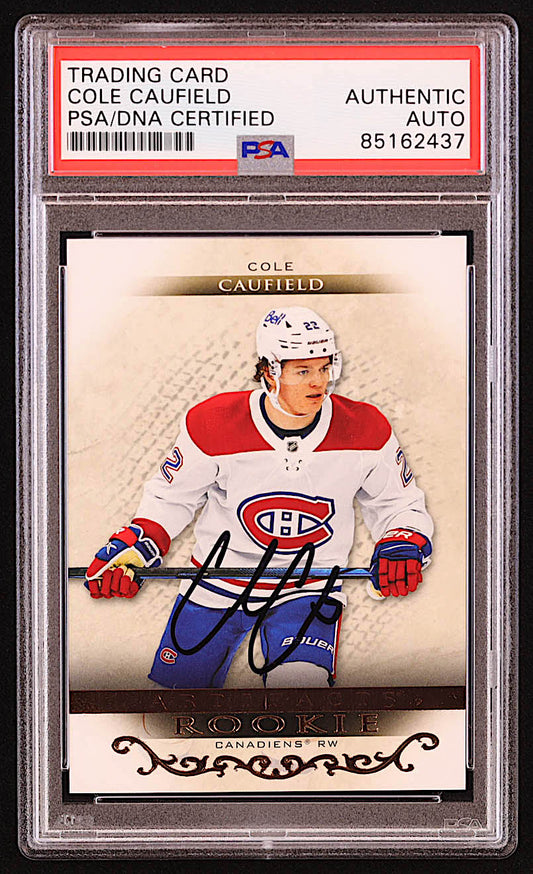 Cole Caufield Signed 2021-22 Artifacts #180 RC (PSA) Rookie Card