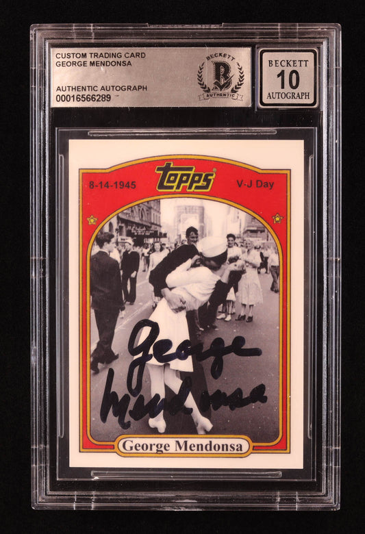 George Mendonsa Signed Custom Trading Card (BGS | Auto 10) Kissing Sailor